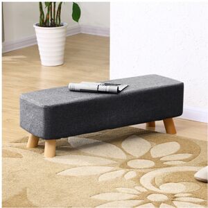 Living And Home Footstool Ottoman Linen Fabric Pouffe Chair Wooden Legs Stool Living And Home Footstool Ottoman Linen Fabric Pouffe Chair Wooden Legs Stool