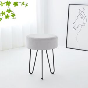 MOF HOME (Grey, BLACK ) Round Velvet Stool Modern Footstool Ottoman Living Room Bedroom H MOF HOME (Grey, BLACK ) Round Velvet Stool Modern Footstool Ottoman Living Room Bedroom H