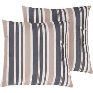 Beliani Set of 2 Outdoor Cushions 40 x 40 cm Blue and Beige KASTOS Beliani Set of 2 Outdoor Cushions 40 x 40 cm Blue and Beige KASTOS