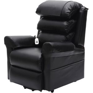 Loops Dual Motor Rise and Recline Armchair - Waterfall Pillow - Black PU Leather Loops Dual Motor Rise and Recline Armchair - Waterfall Pillow - Black PU Leather