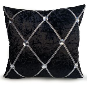 Cushion Mania (BLACK, 21"X21" FILLED CUSHION) Crush Velvet Diamante Chesterfield Cushions or C Cushion Mania (BLACK, 21"X21" FILLED CUSHION) Crush Velvet Diamante Chesterfield Cushions or C