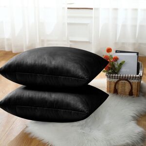 Yorkshire Bedding (Black Plain, Pack of 2) Velvet Cushion Covers Plain & Stripe Patterned Cushion Yorkshire Bedding (Black Plain, Pack of 2) Velvet Cushion Covers Plain & Stripe Patterned Cushion