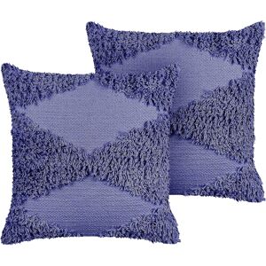 Beliani Violet Cotton Cushions Set - 45x45cm Boho Decor Beliani Violet Cotton Cushions Set - 45x45cm Boho Decor
