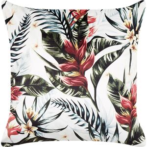 Beliani Velvet Cushion Leaf Pattern 45 x 45 cm Green and Red EDELWEISS Beliani Velvet Cushion Leaf Pattern 45 x 45 cm Green and Red EDELWEISS