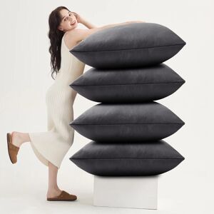 Yorkshire Bedding (Charcoal Plain, Pack of 4) Velvet Cushion Covers Plain & Stripe Patterned Cushi Yorkshire Bedding (Charcoal Plain, Pack of 4) Velvet Cushion Covers Plain & Stripe Patterned Cushi