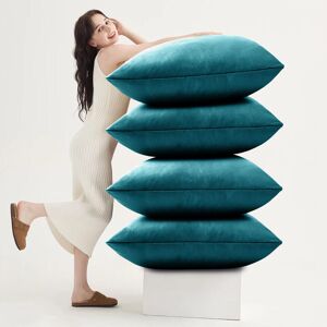 Yorkshire Bedding (Teal Plain , Pack of 4) Velvet Cushion Covers Plain & Stripe Patterned Cushion Yorkshire Bedding (Teal Plain , Pack of 4) Velvet Cushion Covers Plain & Stripe Patterned Cushion