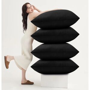 Yorkshire Bedding (Black Plain, Pack of 4) Velvet Cushion Covers Plain & Stripe Patterned Cushion Yorkshire Bedding (Black Plain, Pack of 4) Velvet Cushion Covers Plain & Stripe Patterned Cushion