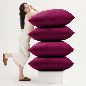 Yorkshire Bedding (Burgundy Plain, Pack of 4) Velvet Cushion Covers Plain & Stripe Patterned Cushi Yorkshire Bedding (Burgundy Plain, Pack of 4) Velvet Cushion Covers Plain & Stripe Patterned Cushi