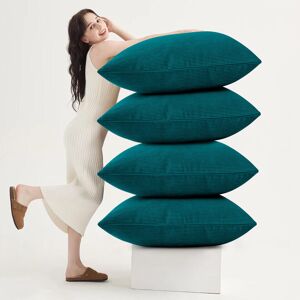 Yorkshire Bedding (Teal Patterned , Pack of 4) Velvet Cushion Covers Plain & Stripe Patterned Cush Yorkshire Bedding (Teal Patterned , Pack of 4) Velvet Cushion Covers Plain & Stripe Patterned Cush