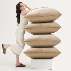 Yorkshire Bedding (Beige Plain, Pack of 4) Velvet Cushion Covers Plain & Stripe Patterned Cushion Yorkshire Bedding (Beige Plain, Pack of 4) Velvet Cushion Covers Plain & Stripe Patterned Cushion