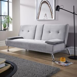 Home Source Luna Velvet 2 Seater Double Sofa Bed - Grey Home Source Luna Velvet 2 Seater Double Sofa Bed - Grey