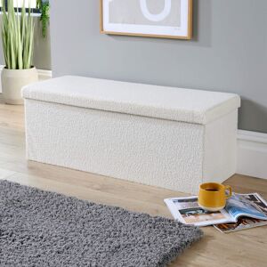 Home Source Extra Large Cream Boucle Teddy Fur Folding Storage Ottoman Home Source Extra Large Cream Boucle Teddy Fur Folding Storage Ottoman