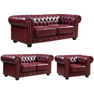 FurnitureInstore Chesterfield Red Leather Antique 3+2+1 Seater Sofa Set FurnitureInstore Chesterfield Red Leather Antique 3+2+1 Seater Sofa Set
