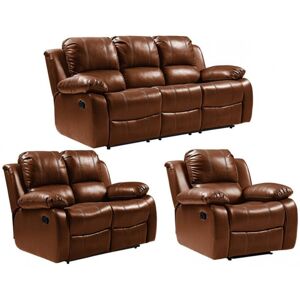 FurnitureInstore Valencia Tan Leather Recliner 3+2+1 Seater Sofa Set FurnitureInstore Valencia Tan Leather Recliner 3+2+1 Seater Sofa Set