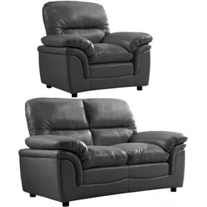 FurnitureInstore Verona Grey Leather 2+1 Seater Sofa Set FurnitureInstore Verona Grey Leather 2+1 Seater Sofa Set