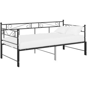 vidaXL Pull-out Sofa Bed Frame Black Metal Sleepover Occasional Guest Resting vidaXL Pull-out Sofa Bed Frame Black Metal Sleepover Occasional Guest Resting