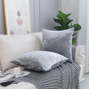 Zimel Homes (SILVER, 20x20 inches) Pack of 2 Crushed Velvet Cushion Covers Soft Square Cushi Zimel Homes (SILVER, 20x20 inches) Pack of 2 Crushed Velvet Cushion Covers Soft Square Cushi