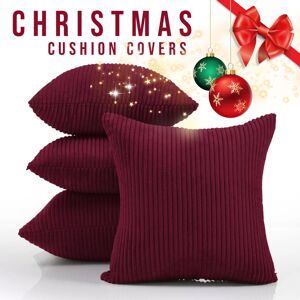 Yorkshire Bedding (Red Patterned , Pack of 4) Velvet Cushion Covers Plain & Stripe Patterned Cushi Yorkshire Bedding (Red Patterned , Pack of 4) Velvet Cushion Covers Plain & Stripe Patterned Cushi