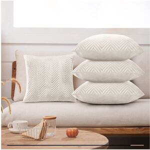 Yorkshire Bedding (Beige Embossed, Pack of 4) Velvet Cushion Covers Plain & Stripe Patterned Cushi Yorkshire Bedding (Beige Embossed, Pack of 4) Velvet Cushion Covers Plain & Stripe Patterned Cushi