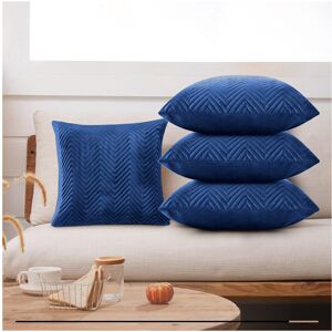 Yorkshire Bedding (Navy Blue Embossed, Pack of 4) Velvet Cushion Covers Plain & Stripe Patterned C Yorkshire Bedding (Navy Blue Embossed, Pack of 4) Velvet Cushion Covers Plain & Stripe Patterned C