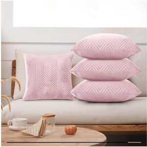 Yorkshire Bedding (Pink Embossed, Pack of 4) Velvet Cushion Covers Plain & Stripe Patterned Cushio Yorkshire Bedding (Pink Embossed, Pack of 4) Velvet Cushion Covers Plain & Stripe Patterned Cushio