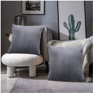 Yorkshire Bedding (Grey Embossed, Pack of 2) Velvet Cushion Covers Plain & Stripe Patterned Cushio Yorkshire Bedding (Grey Embossed, Pack of 2) Velvet Cushion Covers Plain & Stripe Patterned Cushio
