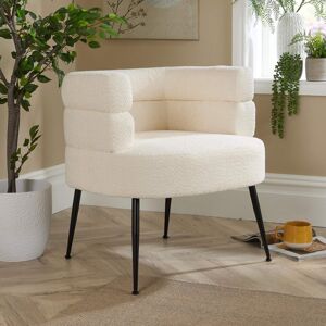 (Cream) Home Source Barrel Boucle Occasional Accent Armchair (Cream) Home Source Barrel Boucle Occasional Accent Armchair