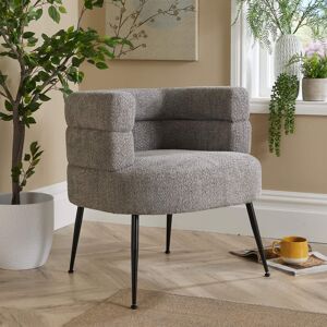 (Grey) Home Source Barrel Boucle Occasional Accent Armchair (Grey) Home Source Barrel Boucle Occasional Accent Armchair
