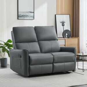 MORE4HOMES (Grey) MADRID 2 SEATER MANUAL AIR LEATHER RECLINER SOFA MORE4HOMES (Grey) MADRID 2 SEATER MANUAL AIR LEATHER RECLINER SOFA