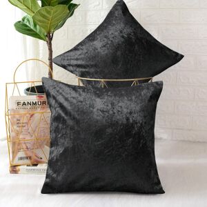 Moonlight Bedding Limited (Pack of 2, Plain Velvet Filled Cushion Black) Luxury Cushion Covers Sofa Chair Moonlight Bedding Limited (Pack of 2, Plain Velvet Filled Cushion Black) Luxury Cushion Covers Sofa Chair