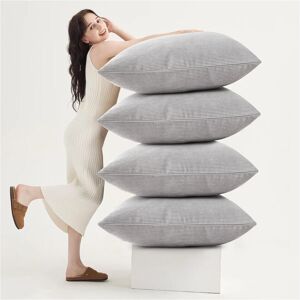 Moonlight Bedding Limited (Pack of 4, Stripe Velvet Filled Cushion Silver) Luxury Cushion Covers Sofa Chai Moonlight Bedding Limited (Pack of 4, Stripe Velvet Filled Cushion Silver) Luxury Cushion Covers Sofa Chai