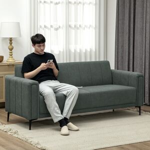 HOMCOM 3 Seater Sofa, Modern Fabric Couch with Channel Tufted, Grey HOMCOM 3 Seater Sofa, Modern Fabric Couch with Channel Tufted, Grey