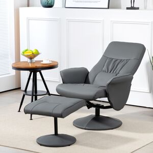 HOMCOM PU Leather Armchair and Footrest Swivel Recliner w/ Ottoman Grey HOMCOM PU Leather Armchair and Footrest Swivel Recliner w/ Ottoman Grey