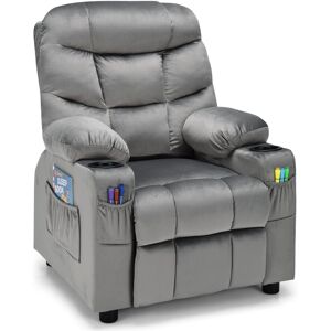 Costway Kids Recliner Chair Velvet Adjustable Sofa Chair Gaming Lounge Chair-Grey Costway Kids Recliner Chair Velvet Adjustable Sofa Chair Gaming Lounge Chair-Grey