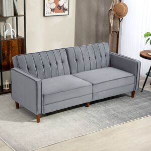 HOMCOM Dark Grey Velvet Tufted Couch Sofa Bed - Sofa Bed HOMCOM Dark Grey Velvet Tufted Couch Sofa Bed - Sofa Bed