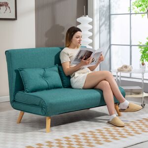 (Green) HOMCOM Click Clack Sofa Bed, 2-Seater Bed Settee for Living Room (Green) HOMCOM Click Clack Sofa Bed, 2-Seater Bed Settee for Living Room