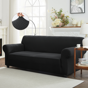 SUPREME BEDDING LTD (Black) 2 Seater Elastic Sofa Cover Washable Anti-slip T-Shaped Design Stretchab SUPREME BEDDING LTD (Black) 2 Seater Elastic Sofa Cover Washable Anti-slip T-Shaped Design Stretchab