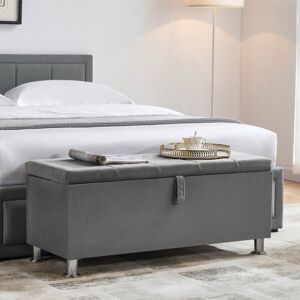 Vida Designs (Light Grey Velvet) Valencia Storage Ottoman Padded Bench Velvet UKFR Vida Designs (Light Grey Velvet) Valencia Storage Ottoman Padded Bench Velvet UKFR