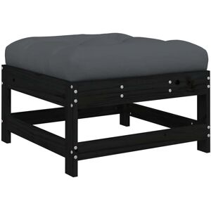 vidaXL Garden Footstool Ottoman Footrest with Cushion Black Solid Wood Pine vidaXL Garden Footstool Ottoman Footrest with Cushion Black Solid Wood Pine