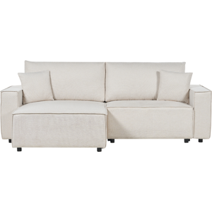 Beliani Sofa Bed 3 Seater KARILA Fabric Light Beige with Storage Right Hand Beliani Sofa Bed 3 Seater KARILA Fabric Light Beige with Storage Right Hand