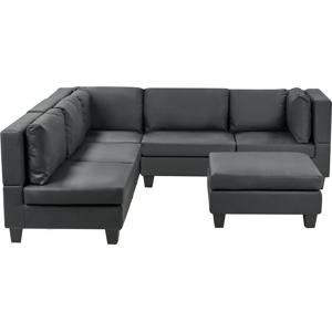 Beliani Modular Corner Sofa 5 Seater UNSTAD Faux Leather Black Right Hand Beliani Modular Corner Sofa 5 Seater UNSTAD Faux Leather Black Right Hand