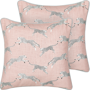 Beliani Set of 2 Cushions Pink Cheeta Pattern 45x45cm - Cushion Beliani Set of 2 Cushions Pink Cheeta Pattern 45x45cm - Cushion
