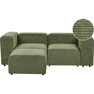 Beliani Modular Sofa 2 Seater FALSTERBO Corduroy Green with Ottoman Beliani Modular Sofa 2 Seater FALSTERBO Corduroy Green with Ottoman