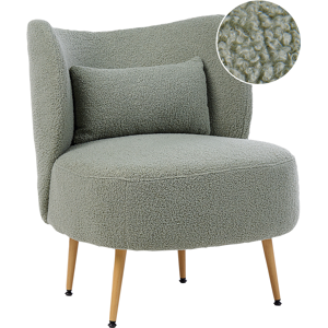 Beliani Armchair OTSBY II with Cushion Boucle Green Beliani Armchair OTSBY II with Cushion Boucle Green