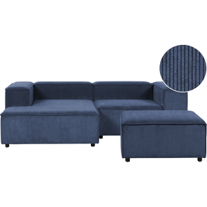 Beliani Modular Corner Sofa 3 Seater ARDAL Corduroy Dark Blue Right Hand Beliani Modular Corner Sofa 3 Seater ARDAL Corduroy Dark Blue Right Hand