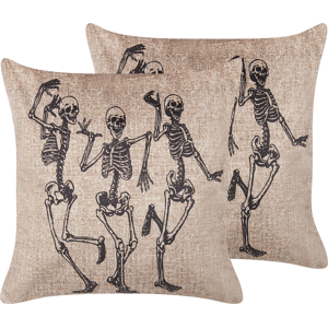 Beliani Beige Skeleton Velvet Cushions Set of 2 - Decorative Cushions Beliani Beige Skeleton Velvet Cushions Set of 2 - Decorative Cushions