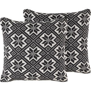 Beliani Cotton Cushions Set - Black and White 45x45cm Beliani Cotton Cushions Set - Black and White 45x45cm
