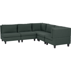 Beliani Modular Corner Sofa 5 Seater UNSTAD Fabric Dark Green Left Hand Beliani Modular Corner Sofa 5 Seater UNSTAD Fabric Dark Green Left Hand