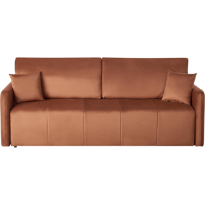 Beliani Sofa Bed 3 Seater EGGE Velvet Golden Brown Beliani Sofa Bed 3 Seater EGGE Velvet Golden Brown