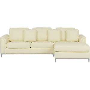 Beliani Corner Sofa Beige Leather Upholstered - Corner Sofa Beliani Corner Sofa Beige Leather Upholstered - Corner Sofa
